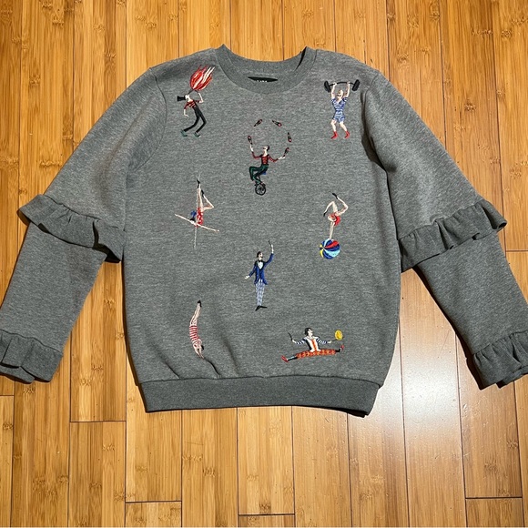 Katya Dobryakova Embroidered Circus Ruffle Sleeve Pullover Size M - Picture 4 of 15